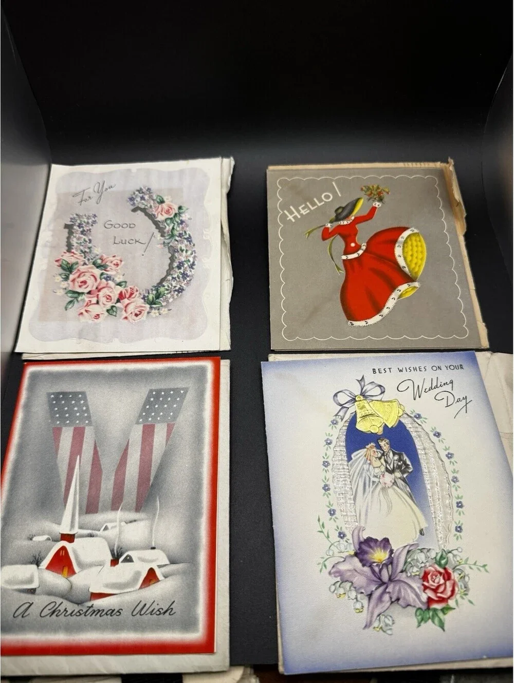 Vintage Lot Of 8 Greeting Cards From 1930s - 40s With Envelope And Postage Stamp